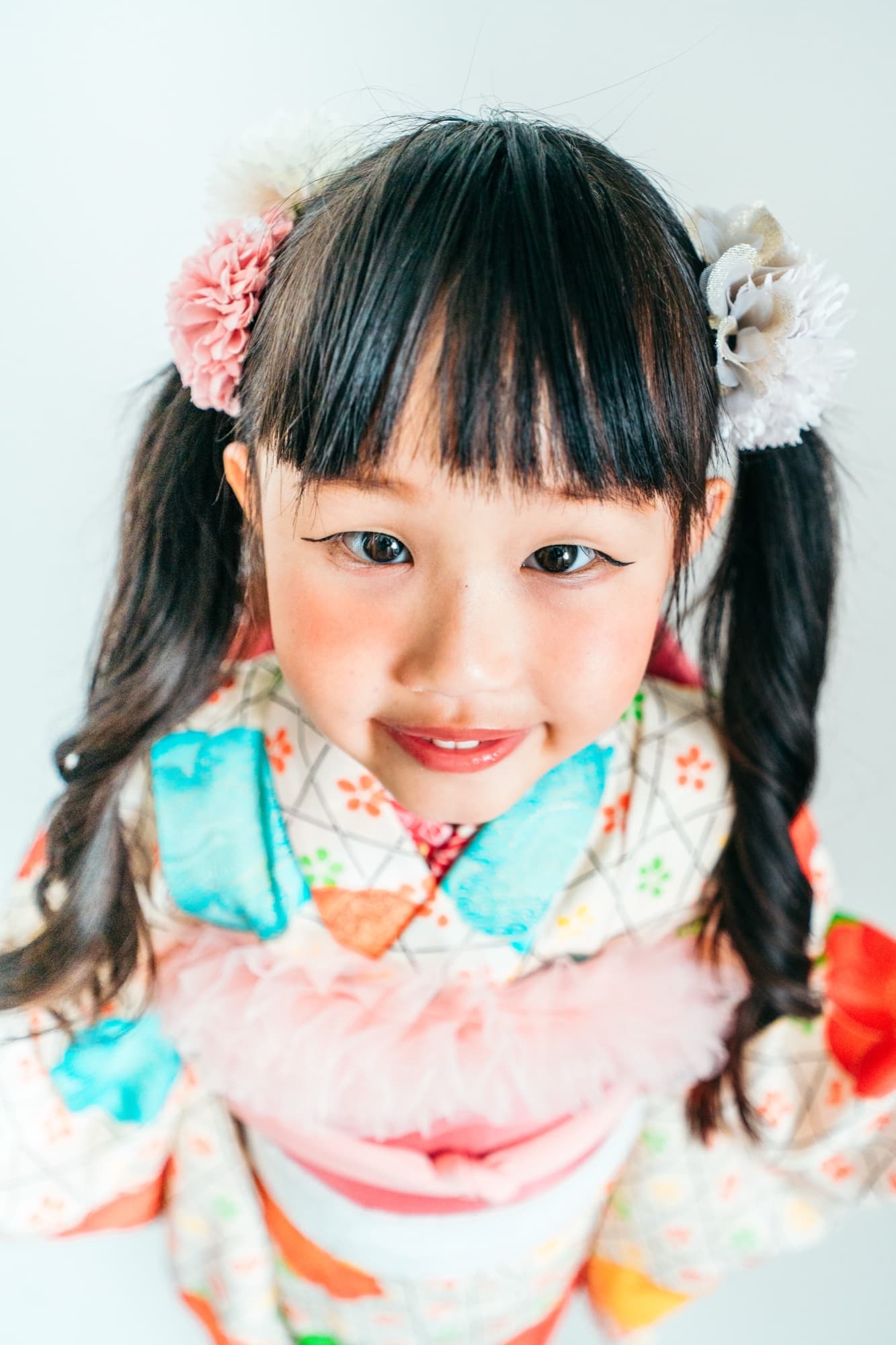 七五三 スタジオ 水玉着物 アップ