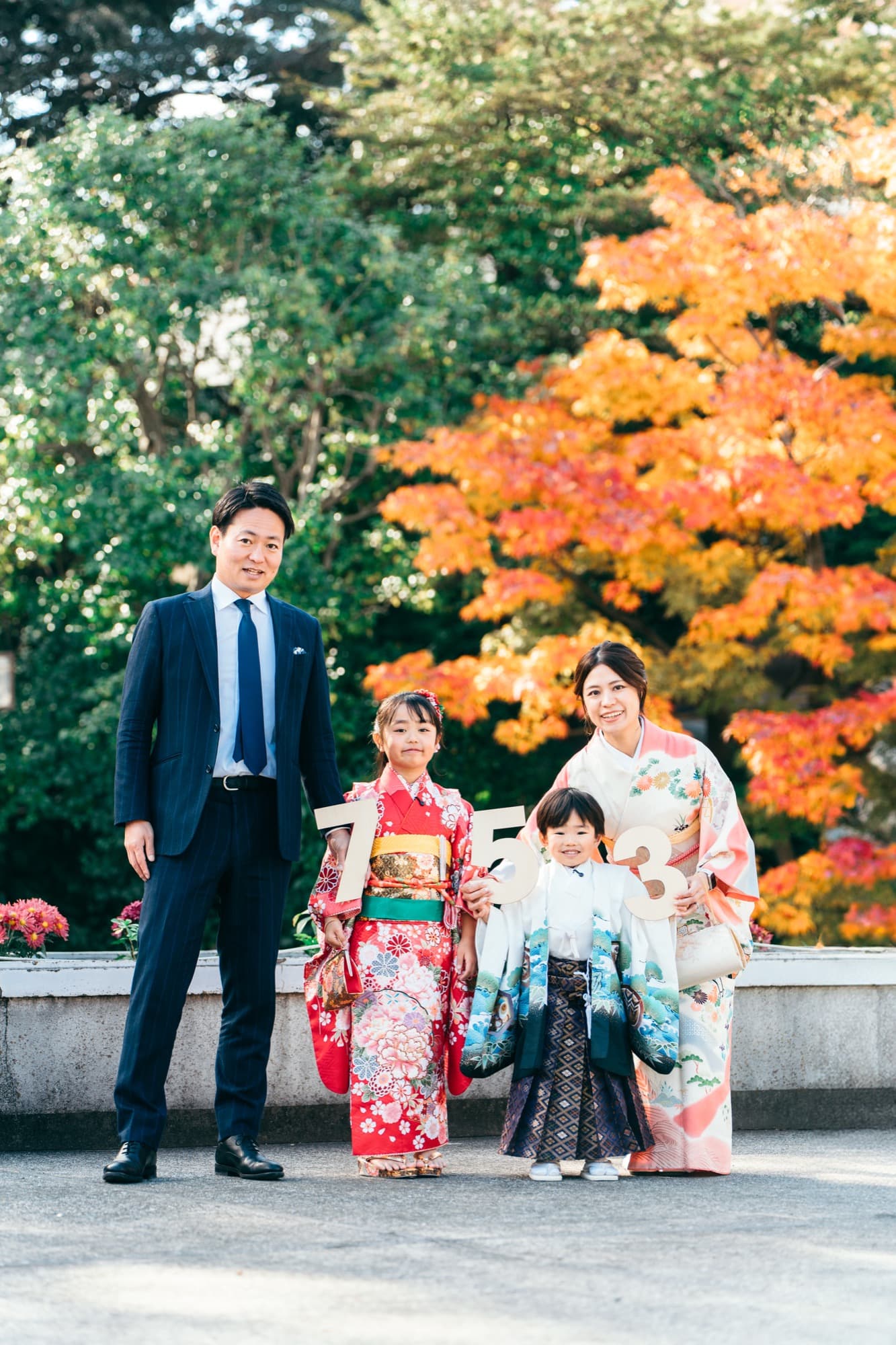 七五三 家族写真 紅葉
