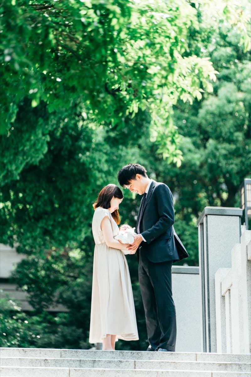 お宮参り 赤ちゃん 両親 日枝神社