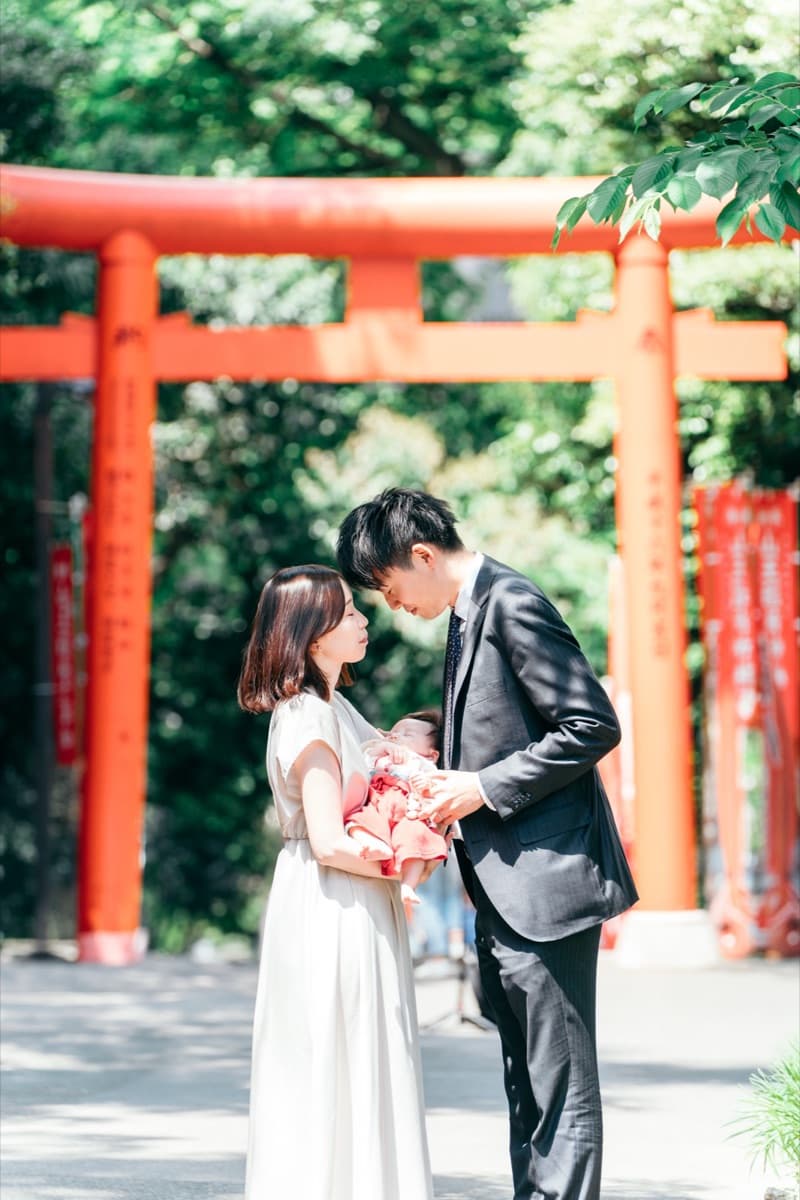 お宮参り 赤ちゃん 鳥居 日枝神社