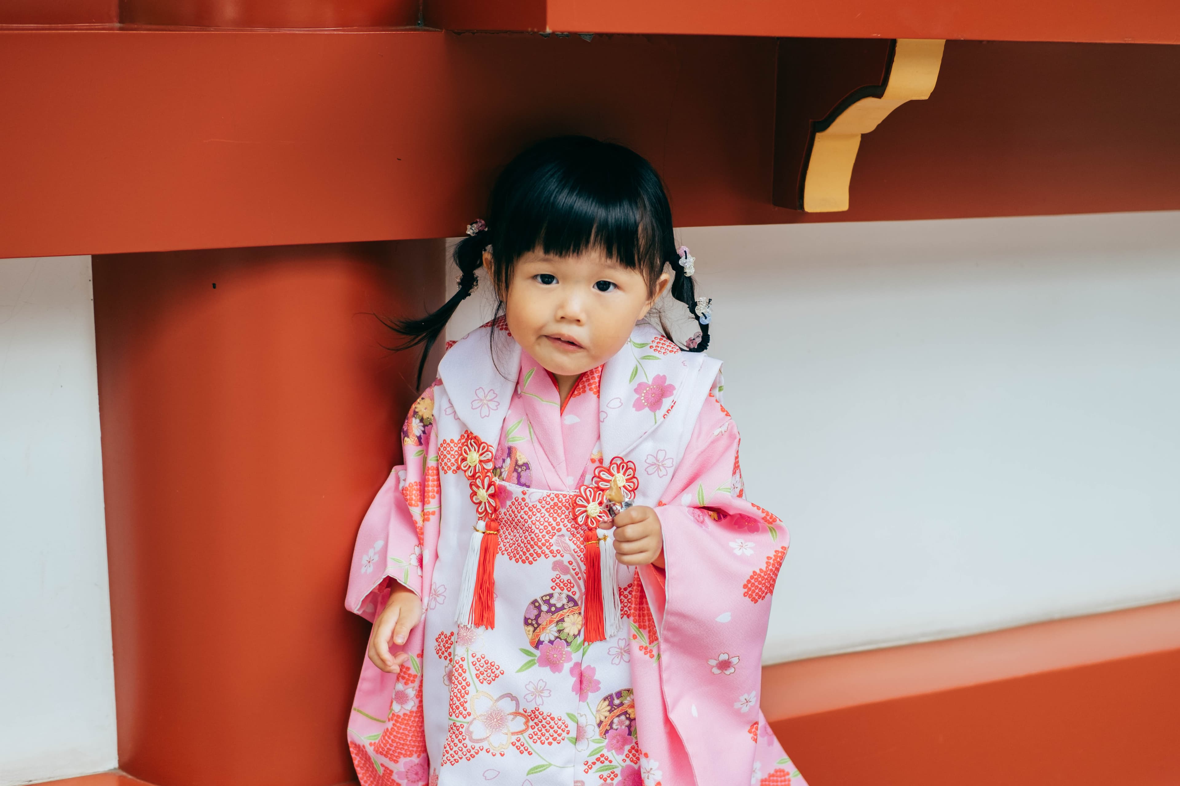 子供用着物 ピンク 3歳 着用