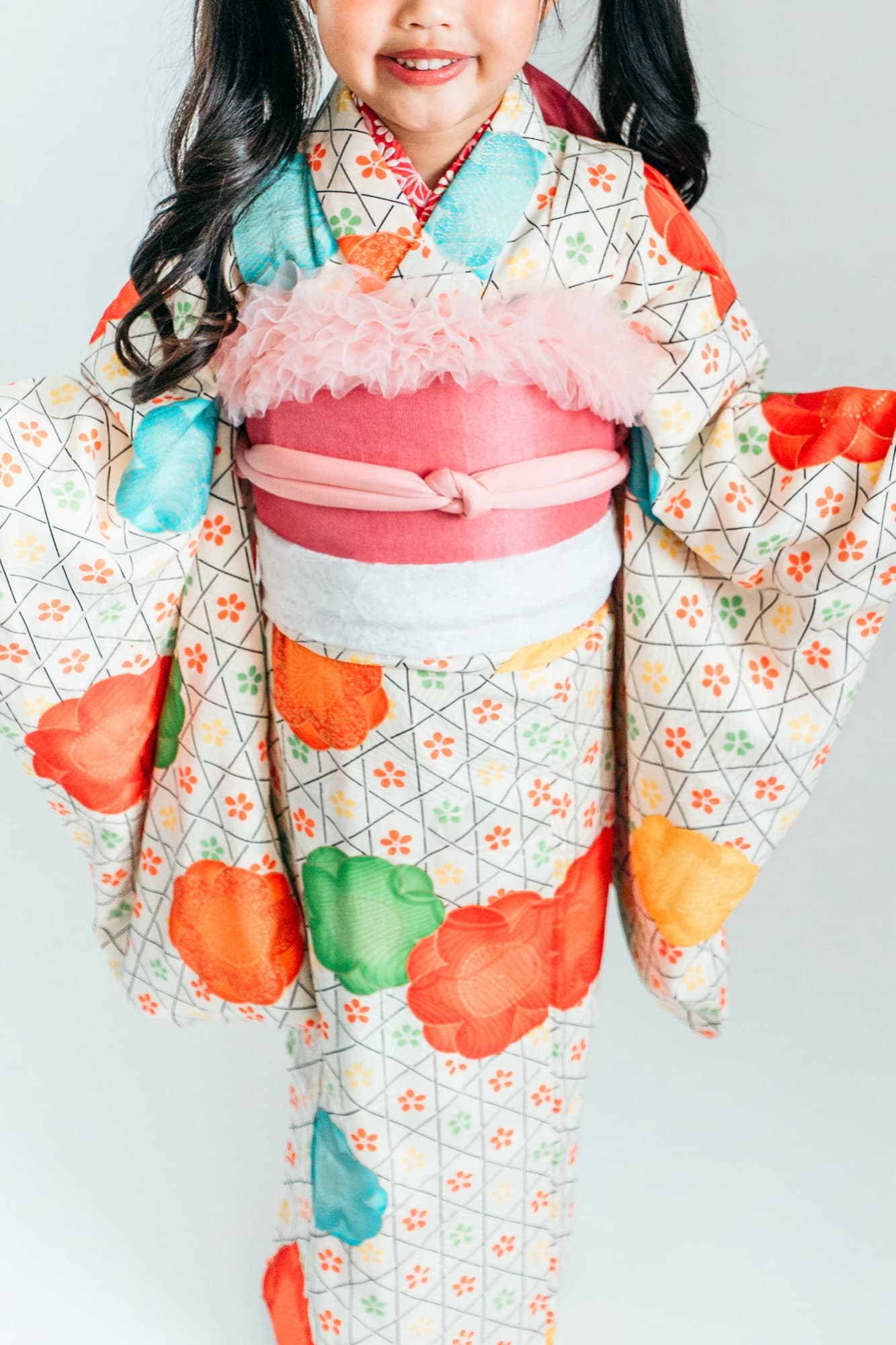 子供用着物 白 花柄