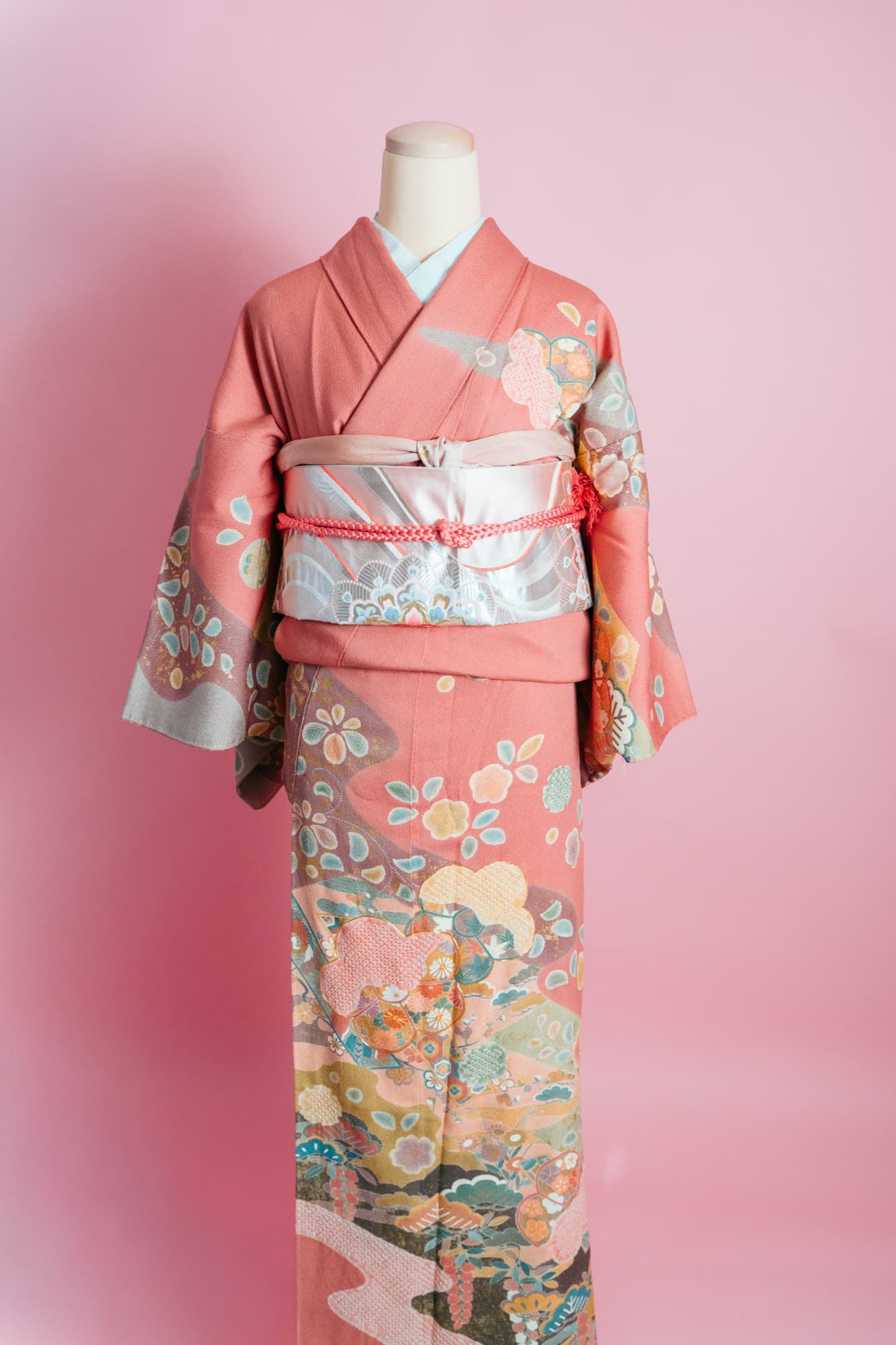 大人用着物 サーモンピンク