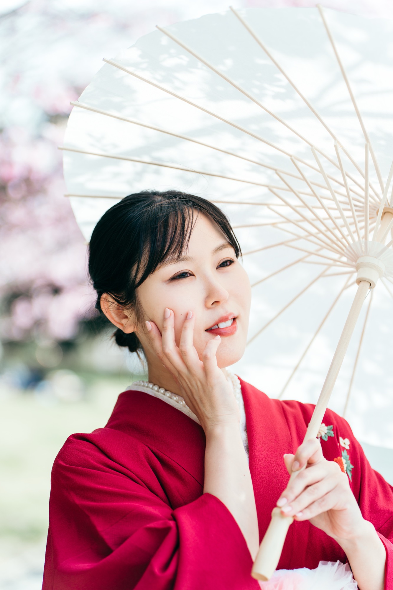 鎌倉での成人式前撮り（和傘）